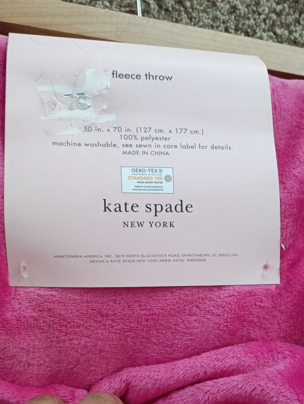 kate spade Hot Pink Fleece Throw